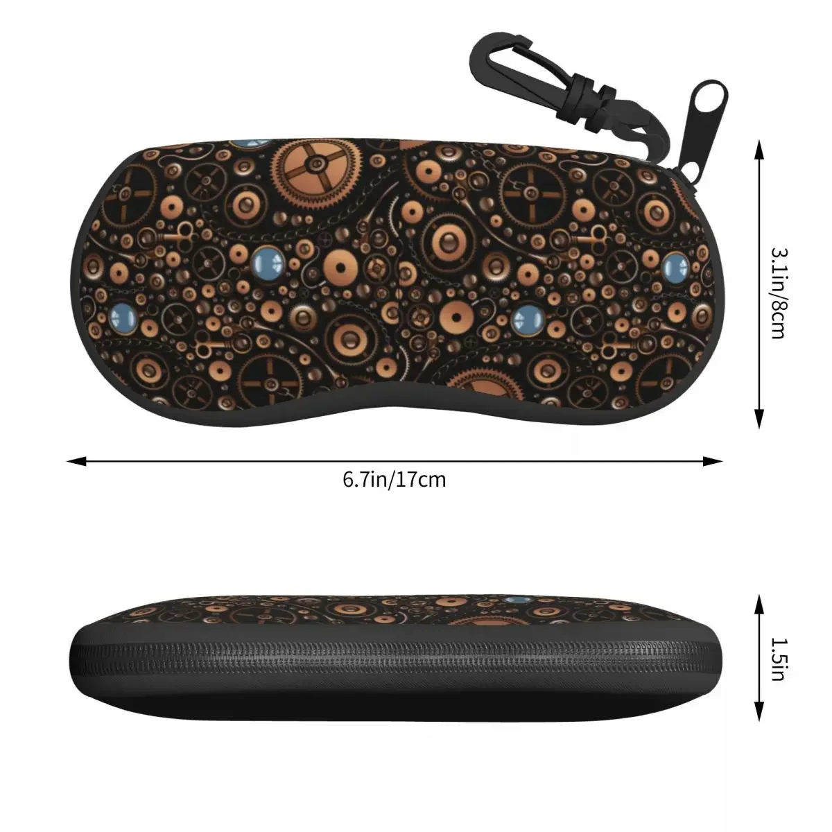 Vintage Steampunk Horizontal Glasses Case Gears Style Daily Retro Sunglasses Pouch Custom Men Women Eyewear Storage