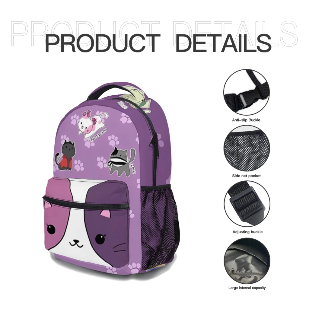 New Fashionable  Aphmau Cat Backpack Bag Large Capacity Trendy Book Bag Multi-pockets Adjustable 17inch