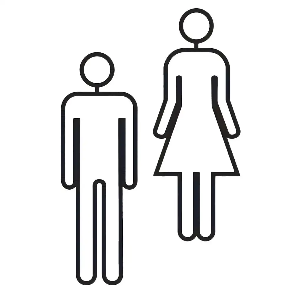 

2pcs Black Matte Acrylic Self Adhesive Bathroom Toilet Signs Men Women Restroom Door Decor Storage Accessories