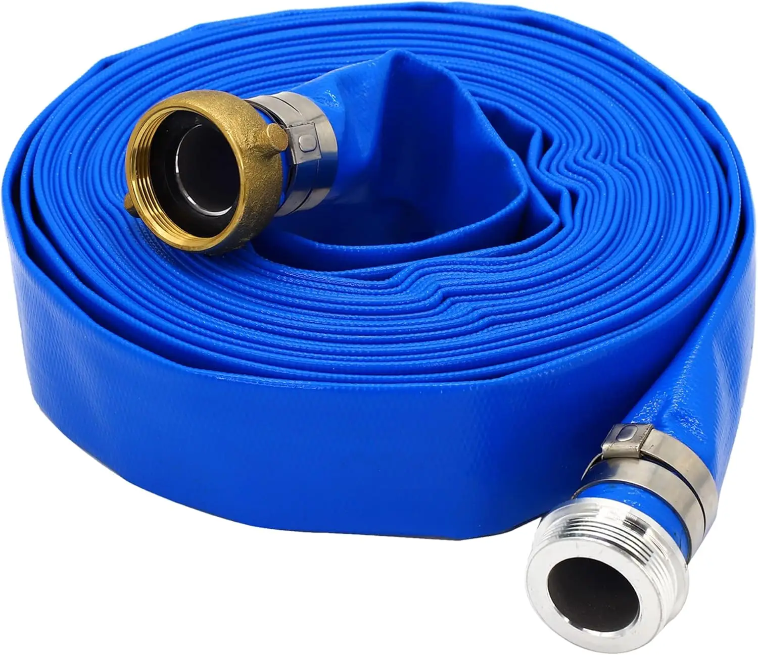 

2" ID × 100 ft Pool Backwash Hose, Heavy Duty Reinforced Blue PVC Lay Flat Water Discharge Pump Hoses For Swimming Drain Poo