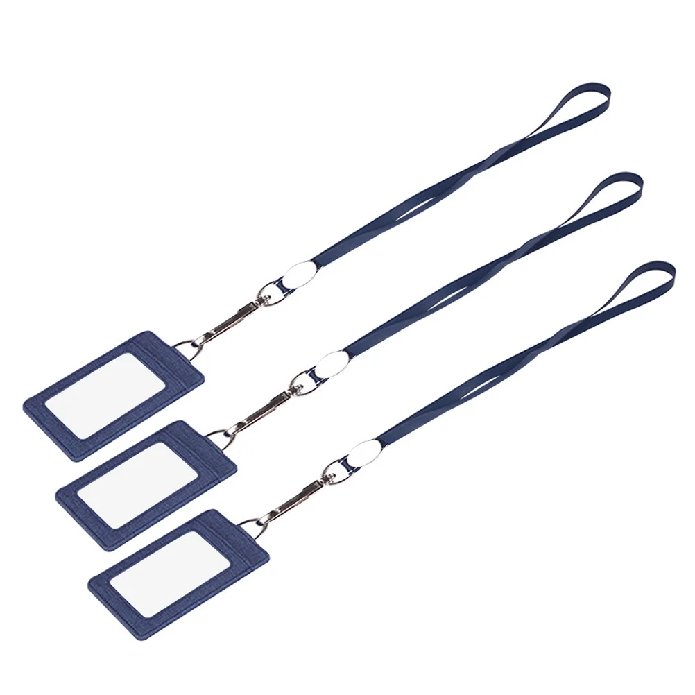 

3Pcs PU Badge Holder Detachable Lanyard Id Card Holder Staff Student Employee Bus Card Protector Waterproof