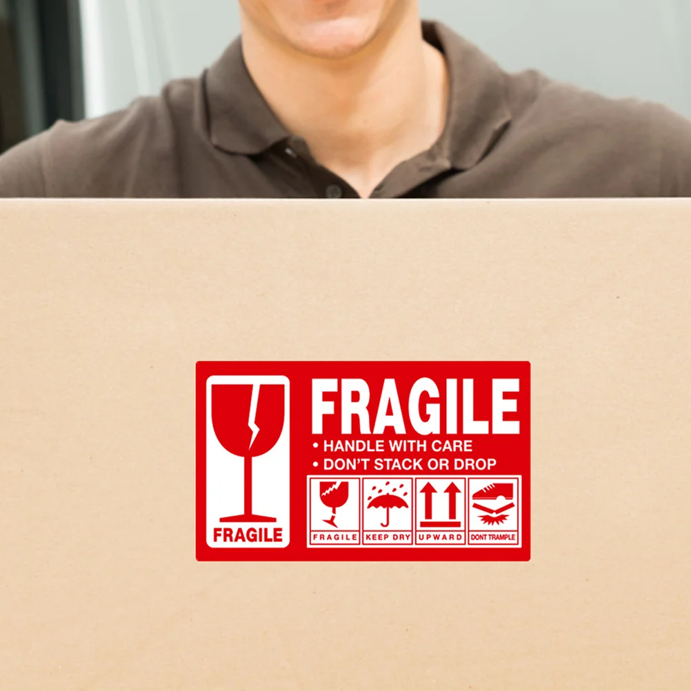 Decalques de aviso frágeis, alça de embalagem de envio com etiqueta de cuidado, fáceis de usar para caixas, garrafas de papel