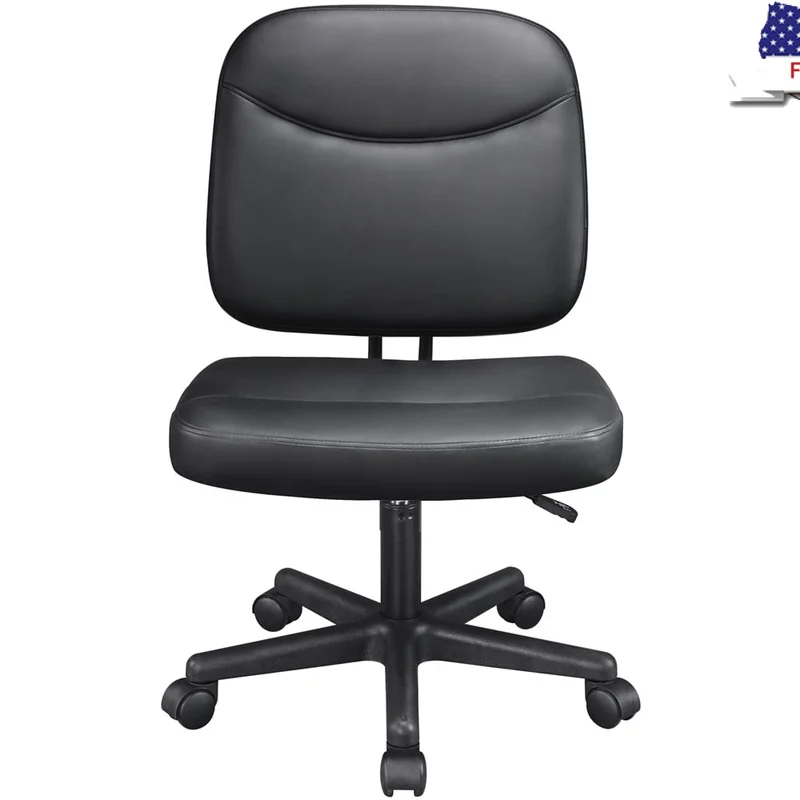 

Adjustable Height Task Chair Swivel Armless Office Chair Ergonomic Back Support High Density Foam Large Seat Comfortable Indoor