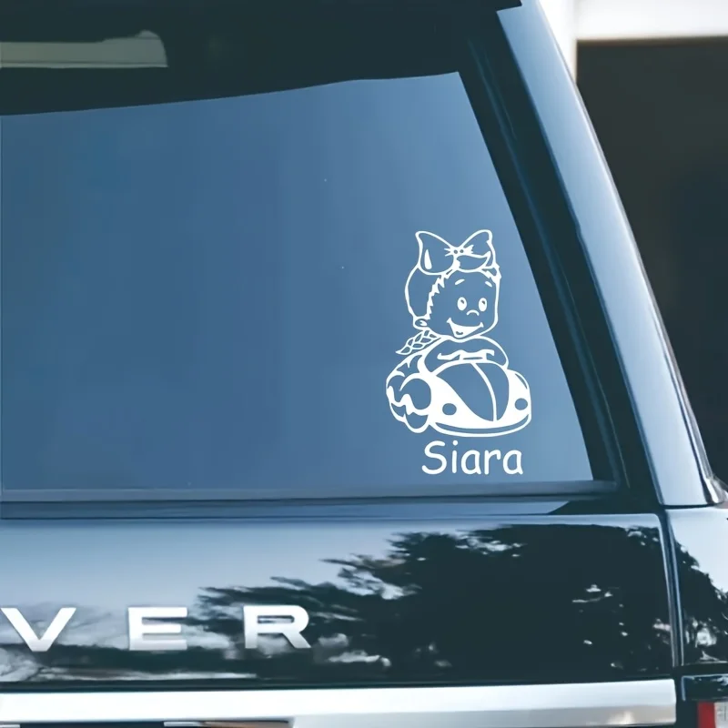 

1PC White Cartoon "Siara" Car Sticker Self-Adhesive Waterproof Removable Decal for Vehicle Window Body Decor