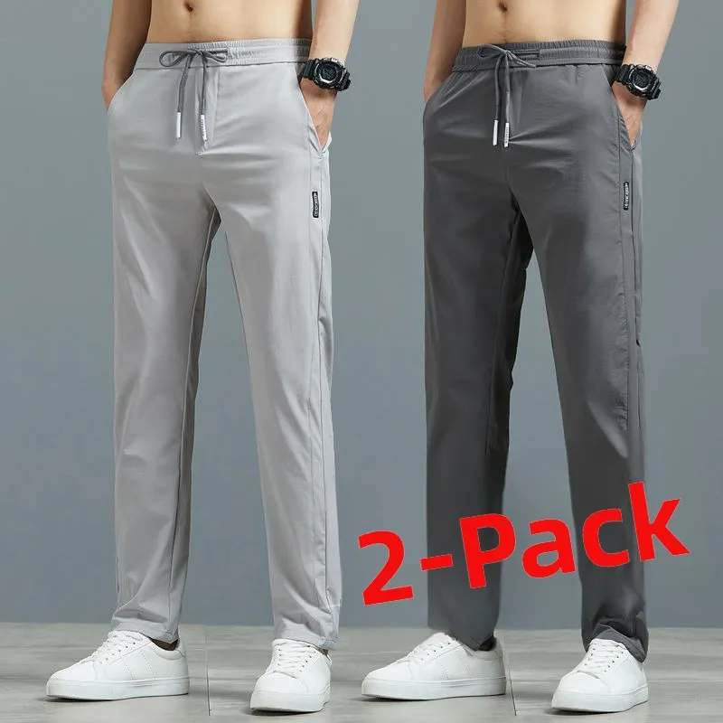 

Ice Silk Straight Leg Loose Fit Men's Sport Pants Summer 2025 New Sle Casual Trousers Youth Large Size Long Pants
