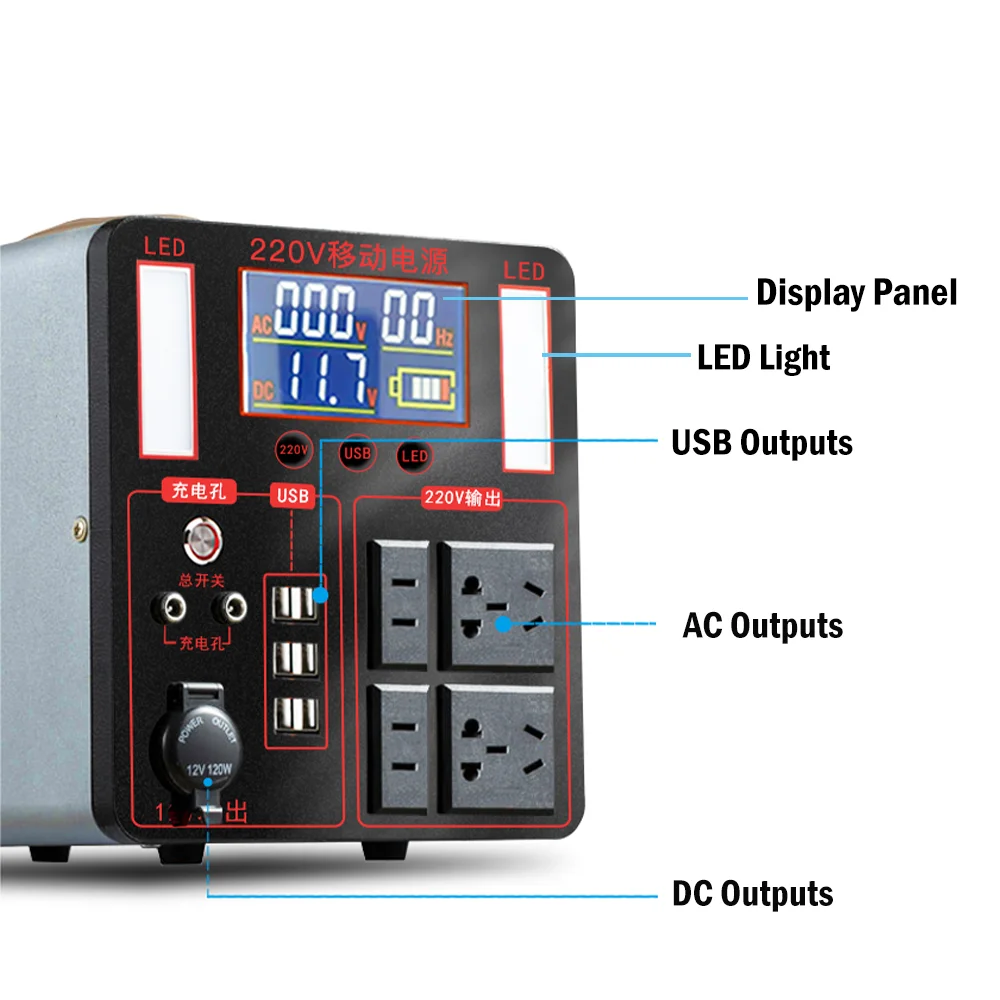 estacao de energia portatil 220v 900w max 1000w saida de onda senoidal pura com plugue da ue pode ser carregada no uso da caldeira da teve da parede 960wh 01