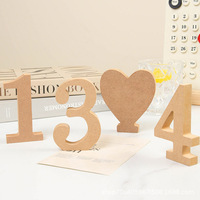 1pc10cm Wood Color Numbers 0-9 Thicken DIY Arabic Numerals Digit Date Art Crafts Standing Party Wedding Birthday Prop Home Decor