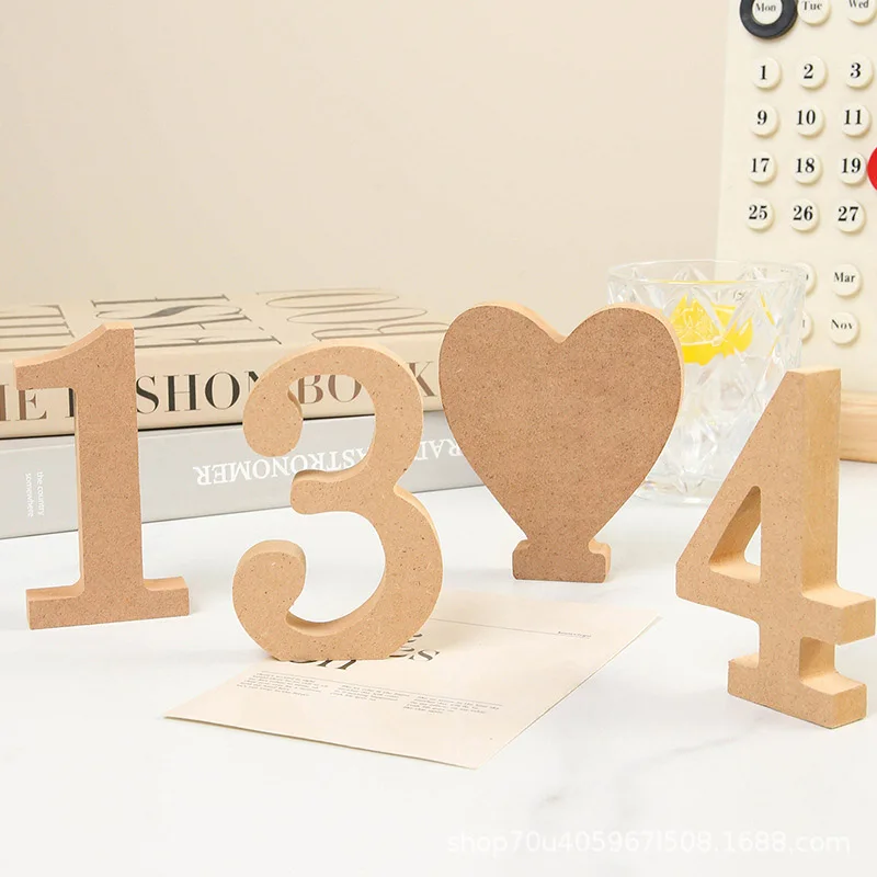 1pc10cm Wood Color Numbers 0-9 Thicken DIY Arabic Numerals Digit Date Art Crafts Standing Party Wedding Birthday Prop Home Decor