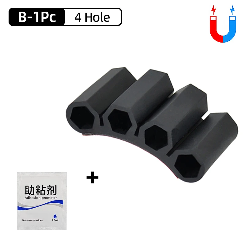 Magnetic Bit Holder 3/4 Holes Screwdriver Bit Holder Drill Bit Stand Storage Case with 3M Adhesive Tape Power Tools Accessories
