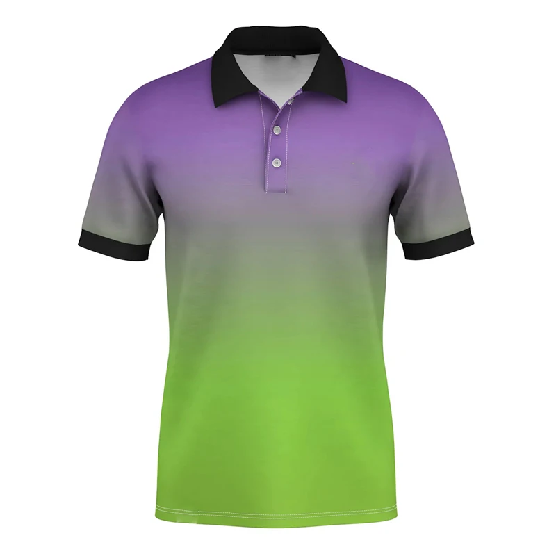 

Gradient 3D Print Polo Shirt Men Clothing Summer New Harajuku Polo Shirts Hip Hop Personality Short Sleeve Fashion Tee