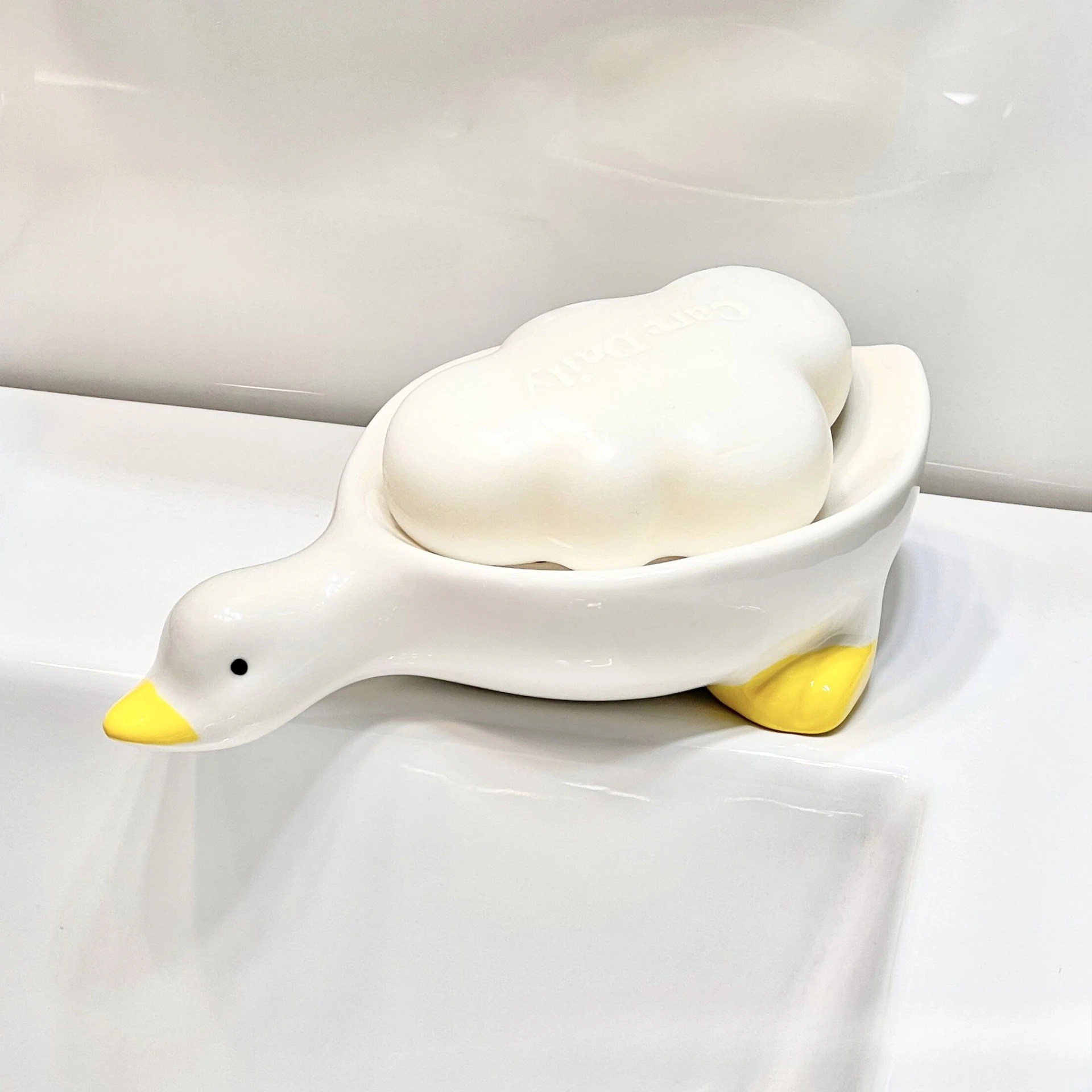 Cute Duck Soap Box Does Not Accumulate Water, Bathroom Sink Drains, No Punching, Soap Rack Soap Dish
