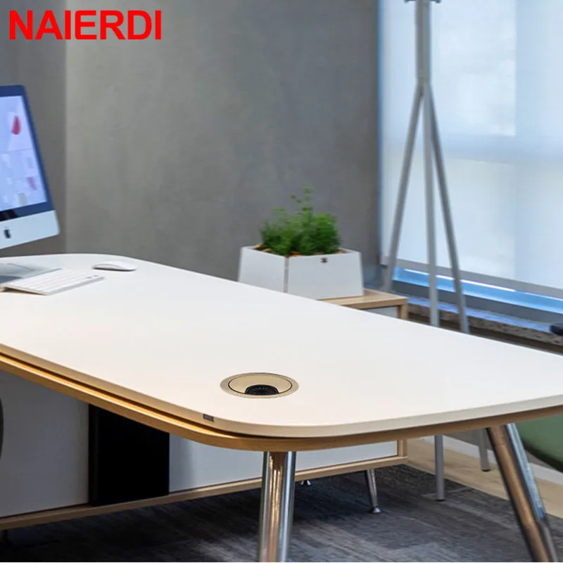NAIERDI 50/53/60/80mm Cable Hole Cover Zinc Alloy Round Table Wire Hole Covers Outlet Port Computer Desk Grommet Line Holder image 5