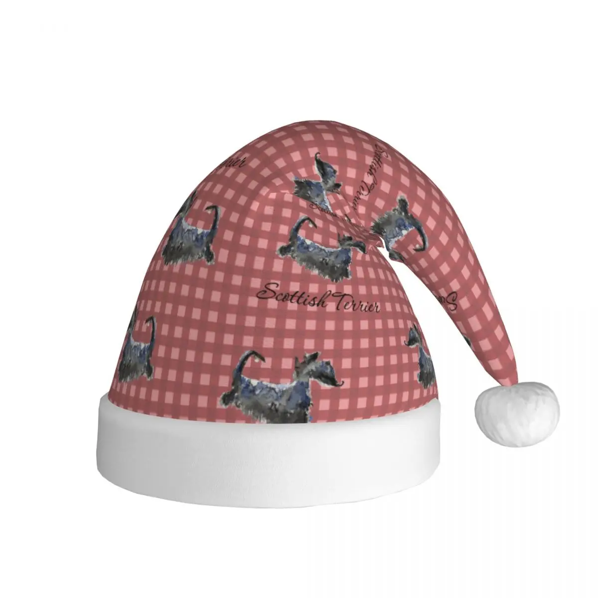 Sombrero de Navidad escocés Aberdeen Scotch Terrier para adultos, hombres y mujeres, gorro de Papá Noel, regalo de decoración para fiesta de Navidad