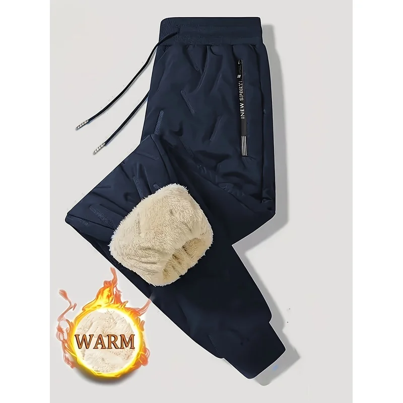 Cold Weather Pants Men's Thermal Lined Casual Fashionable Sweatpants Man Winter Windproof Padded Trousers Clothes Clothing Male