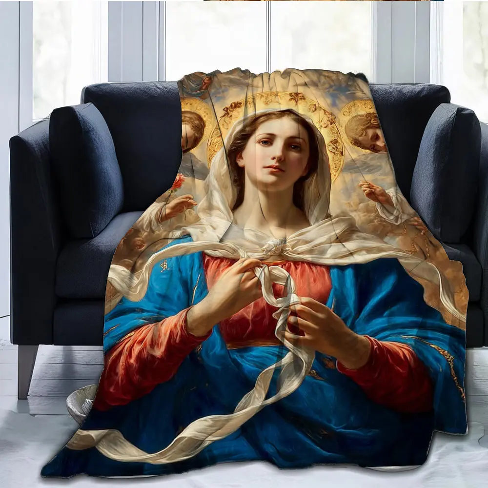 Pattern of the Virgin Mary Flannel printed blanket suitable for all seasons suitable for living room office sofa and travel