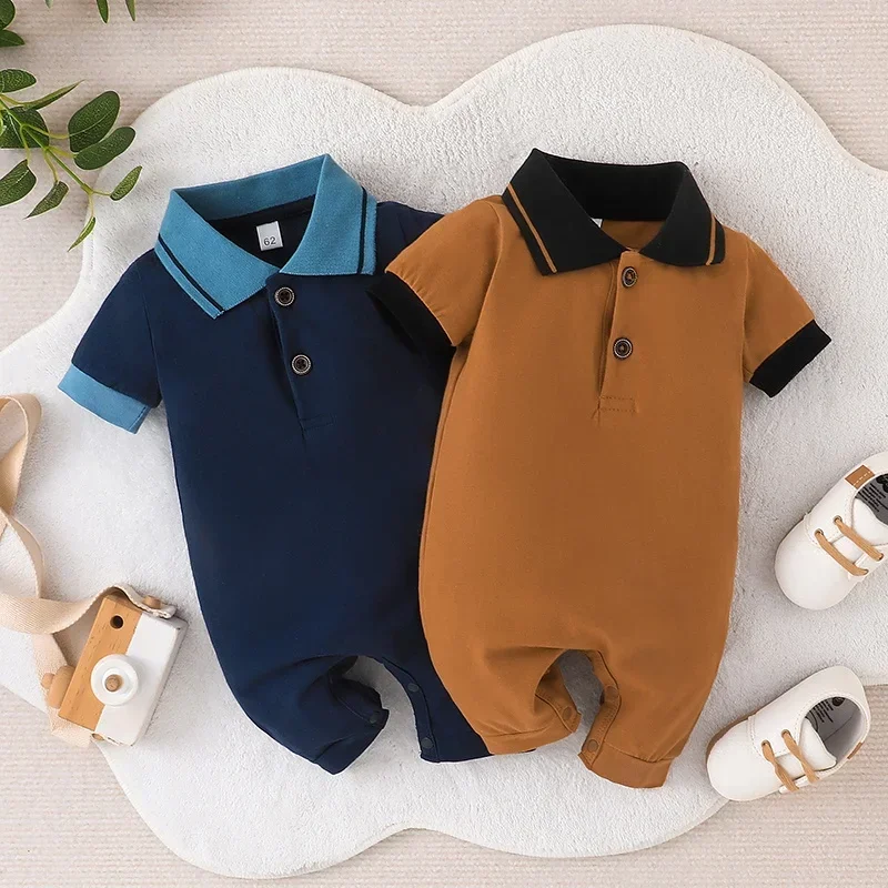 

Onesies For Baby Boy Newborn Gentleman Polo Romper 0-24Months Toddler Clothing Infant Short Sleeve Jumpsuit