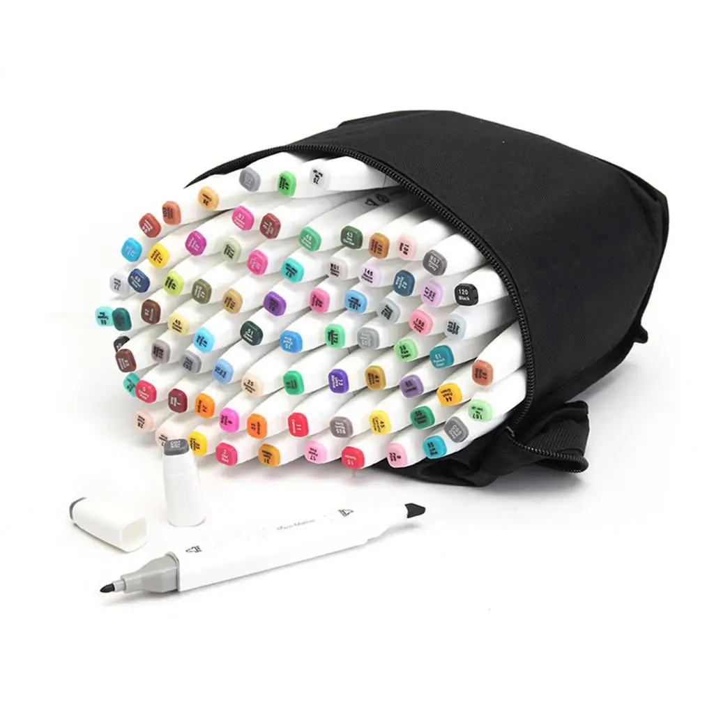12 30 40 60 80pcs Art Brush Double Head Oily Hand Painted Mark Pen Student Sketch Color Marker Pen
