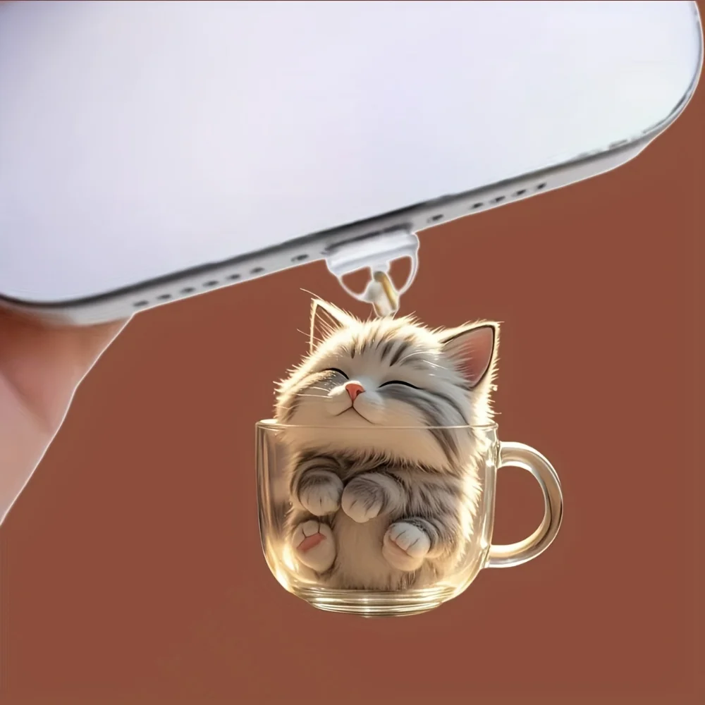 2d القط ملحقات الهاتف الزخرفية نوع C الهاتف التوصيل القط شحن ميناء غطاء العالمي الهاتف الغبار التوصيل للهواتف آيفون أندرويد