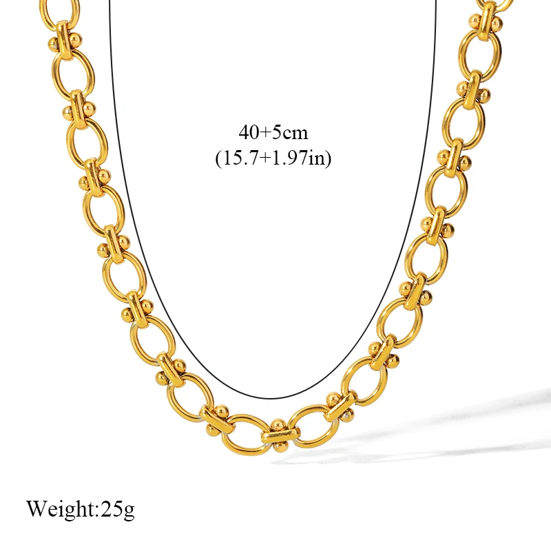 GANEMLY 316L Stainless Steel Creative Gold Color Chain Necklace For Women Fashion Simple Neck Chain Waterproof Jewelry Gift