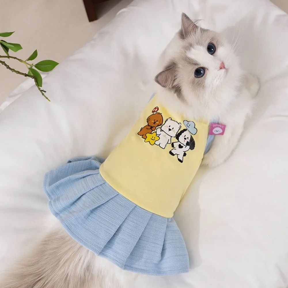 

Fashion Cute Cat Dog Dress Breathable Puppy Pattern Dog Princess Dress Lightweight Pet Puppy Clothing Summer Season