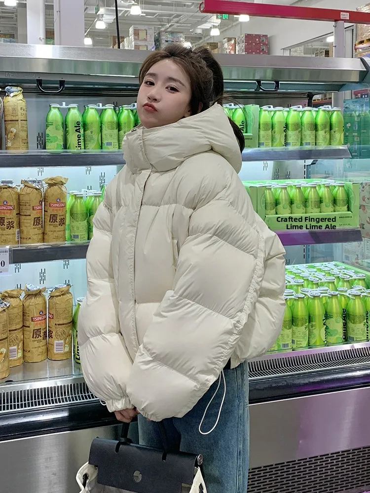 

Белая женская куртка Thiened Or Down, зима 2023, новинка маленького размера LULU Kendall Jenner Sle Bread Coat, корейская версия