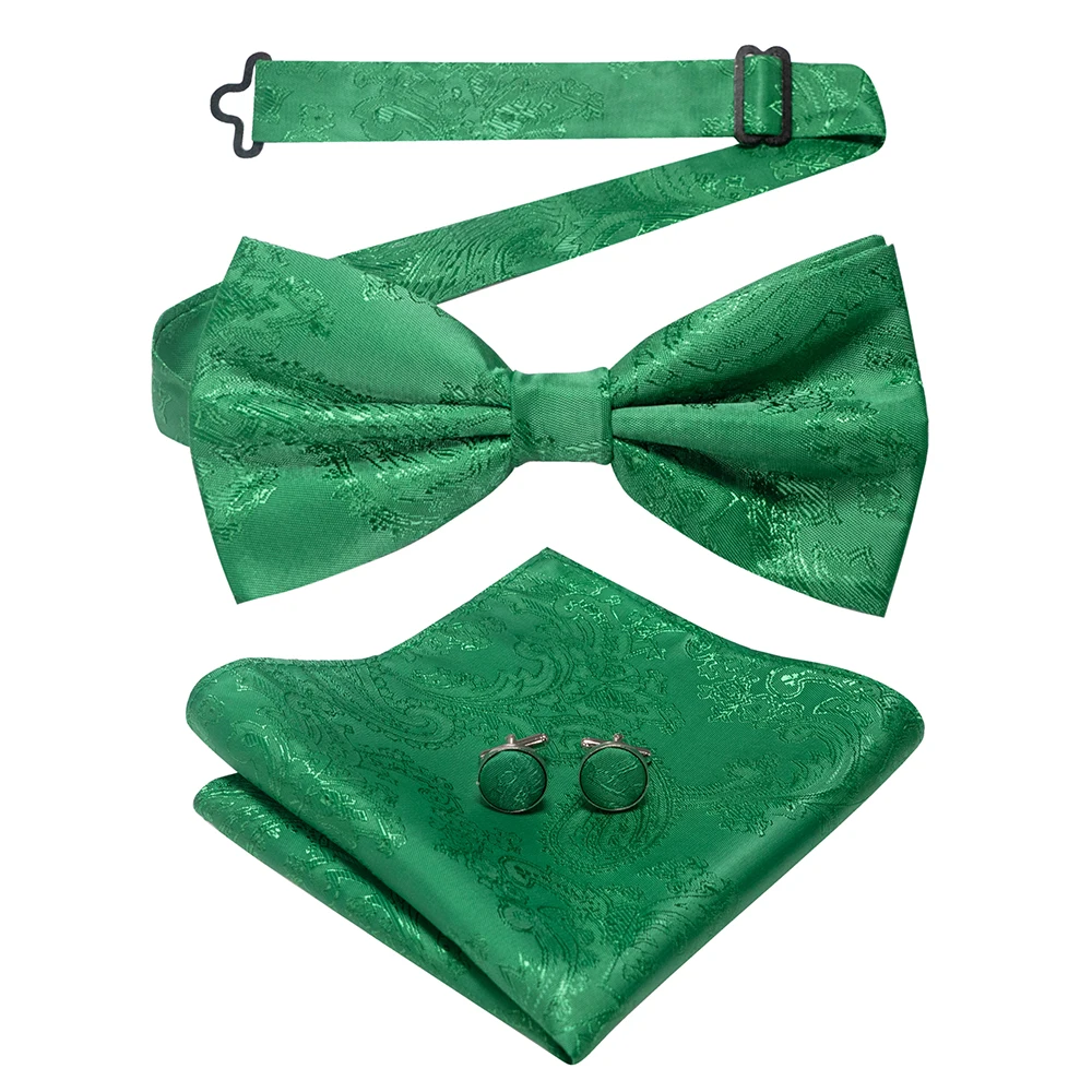 East epische neue Mode blau grün Paisley Fliege Set für Männer weiche Taschentuch Qualität Manschetten knopf Herren Accessoire Hochzeits geschenk – Detail 13
