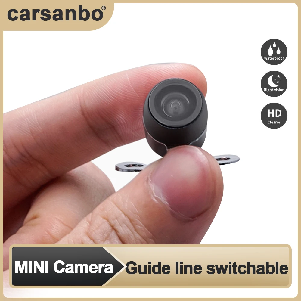 Car 12mm Small Rearview Camera Automatic Parking HD Night Vision Surveillance with Guide Line Switchable Wide-angle HD Image