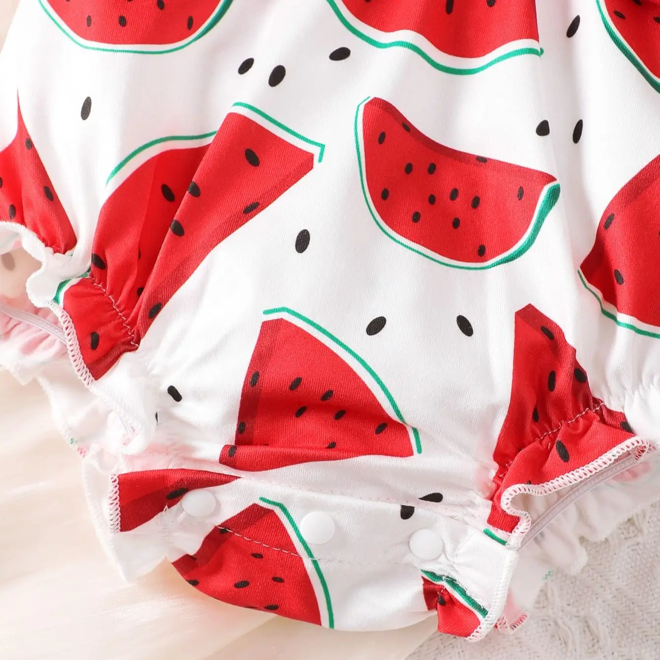 0-2-year-old newborn baby girl summer sleeveless sling bow red watermelon print cute one-piece triangle harnesses