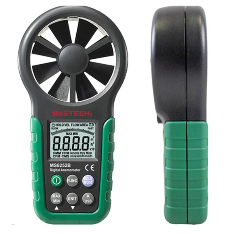 MASTECH MS6252A MS6252B Digital Anemometer Wind Speed Meter Air Volume Ambient Temperature Humidity Tester with USB Interface