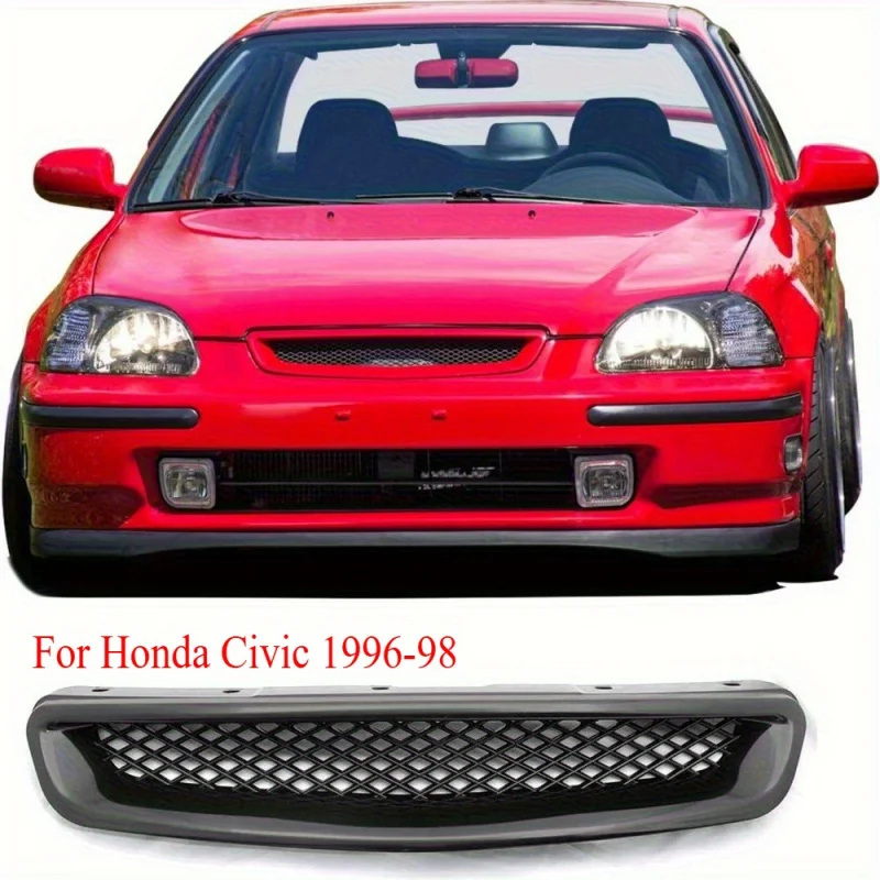 تعديل شبكة الشبكة الأمامية للسيارة مناسب لشواية مدخل السيارة من ألياف الكربون ABS Honda Civic 1996-98