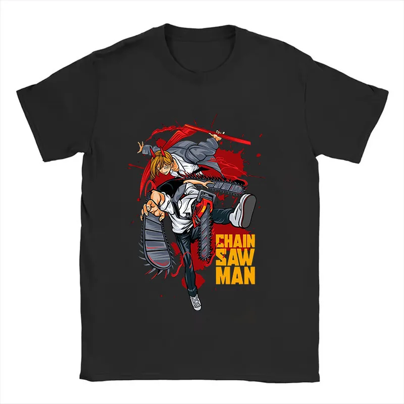 Trendy Print Tshirt Short Sleeve Retro Tees Tops Chainsaw Man Pochita Poster T Shirt Summer T-shirts Couple Aesthetic Clothes