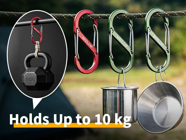 MAPLEAF Doppelkarabiner S Shaped Mehrzweckclip für Rucksack, Camping, EDC, Schlüssel, Hundeleine, 8,8g, Mini, ultraleichtes Aluminium – Detail 3