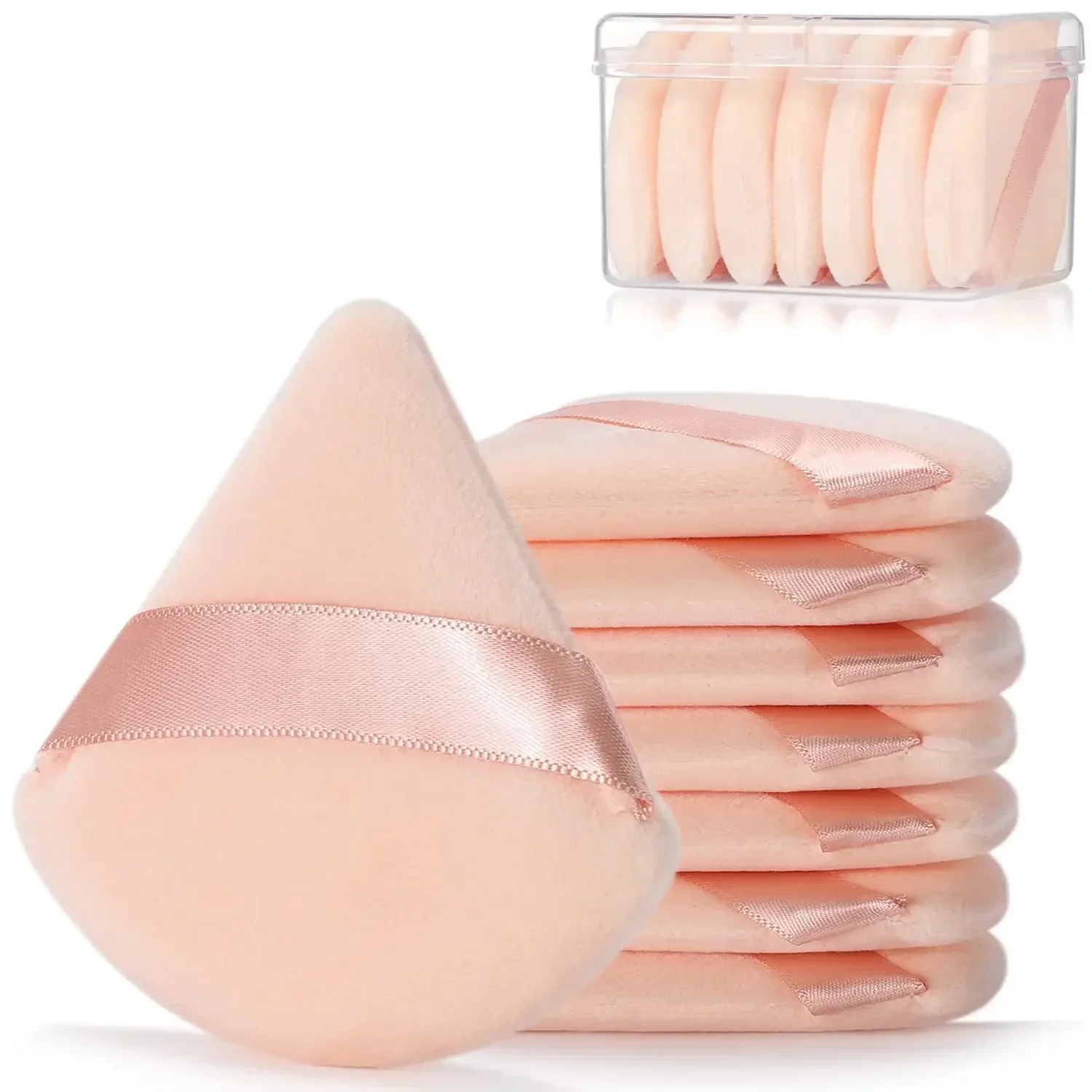 Esponja triangular para maquillaje facial, esponja de terciopelo suave para mezclar, base de belleza, accesorios de maquillaje, 2 piezas