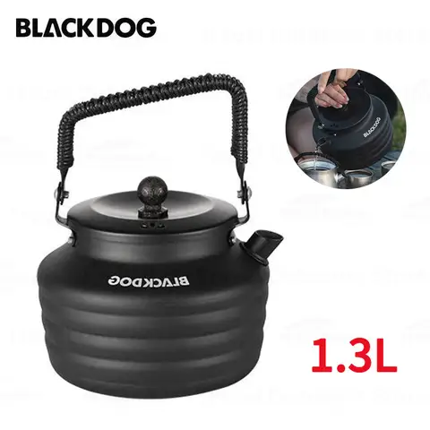 네이처하이크 BLACKDOG 알루미늄 합금 주전자, 피크닉 냄비, 휴대용 티팟 1.3L, 초경량 230g, 야외 캠핑 주방, 물 끓이기