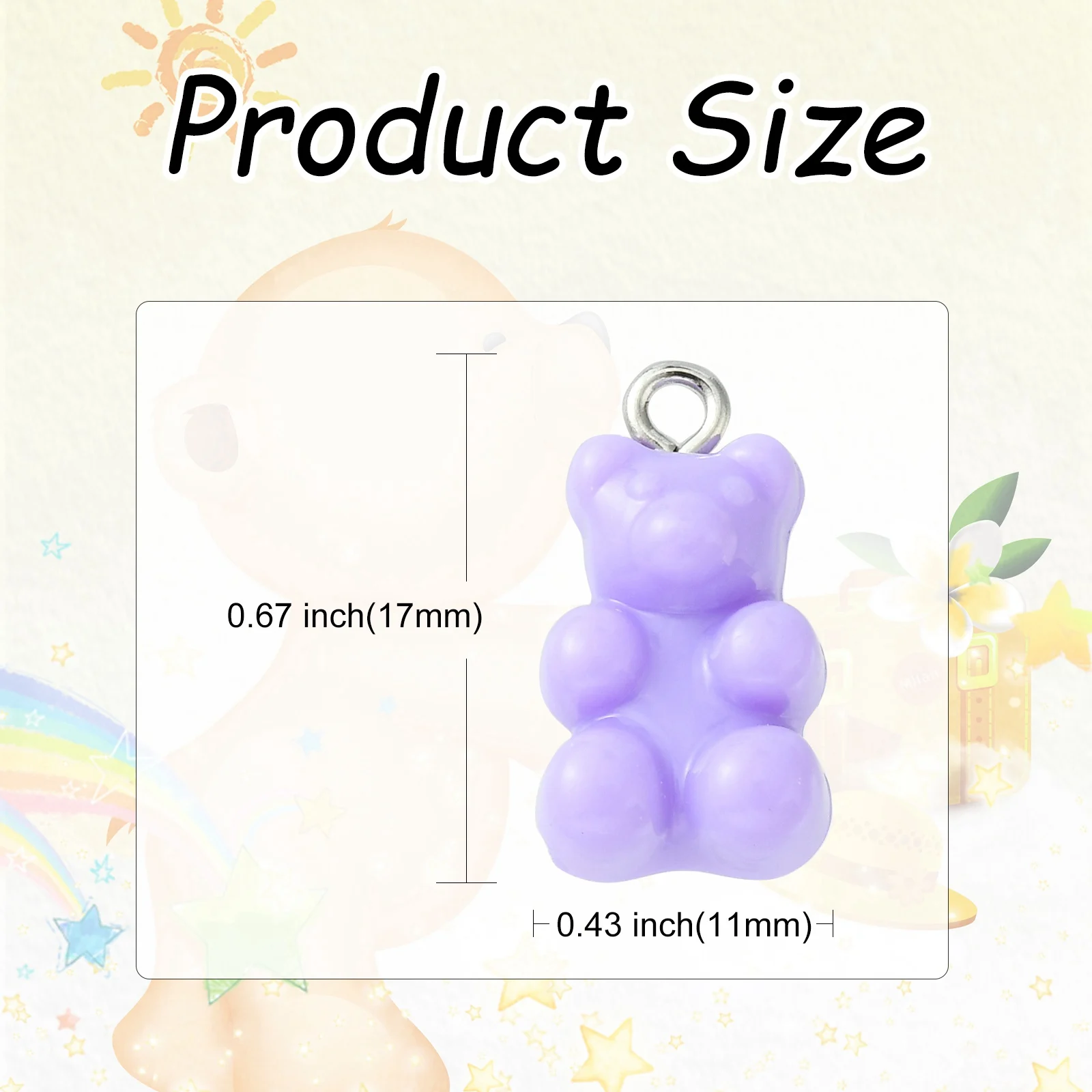 Pandahall 90Pcs 6 Colors Flatback Bear Charms Resin Animal Pendants Cute Bear Charms for Jewelry Keychains Making Accessories