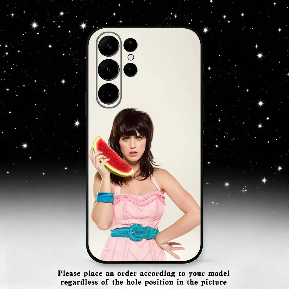 Casing Ponsel K-Katy P-Perry Singer Untuk Samsung S25, S24 Ultra, S20, S30 plus, S22 plus, S23, S30 Ultra 5G Silikon Hitam