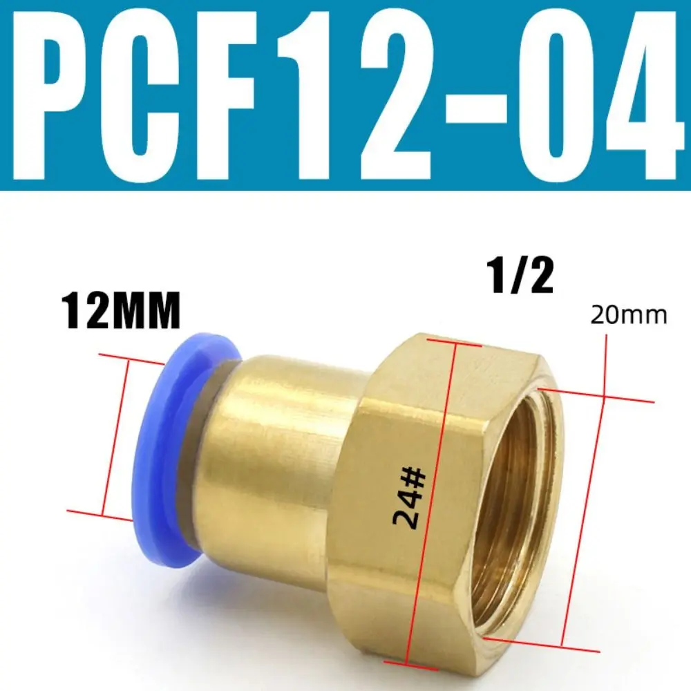 1/2 Inch BSP PCF Air Pipe Fitting Brass Hose Tube Pneumatic Connector Air Tube Thread 6 8 10 12mm Pipeline Water Nozzle Joint