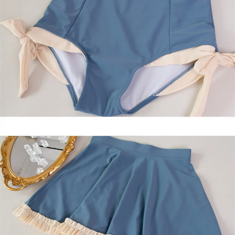 Новый корейский стиль, милое бикини, женский цельный милый облегающий купальник-монокини, солнцезащитный крем, пляжная одежда, боди, платье, летний купальник