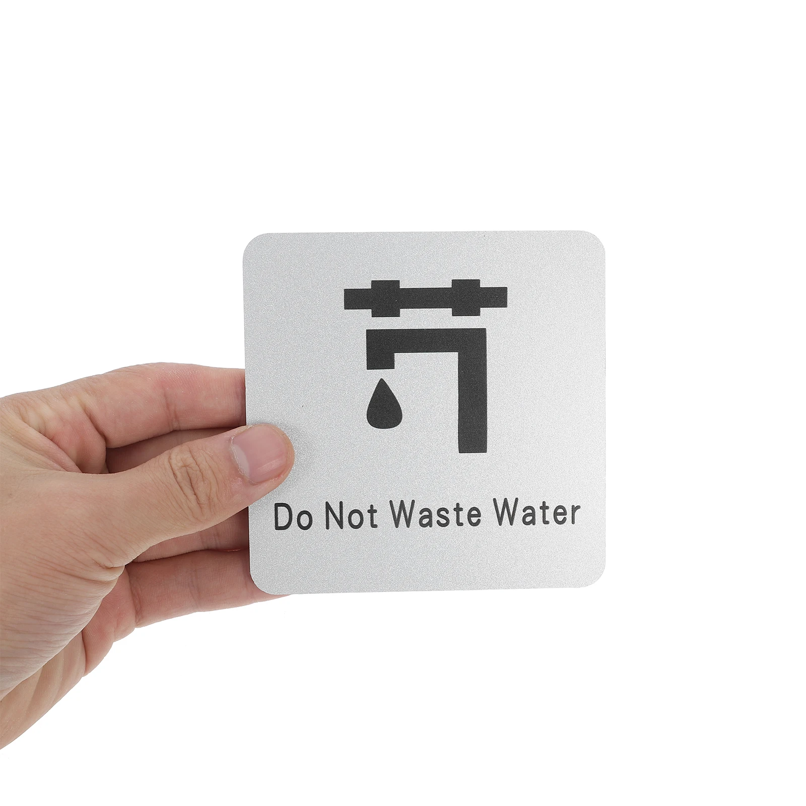 Water Saving Sign Silver Wall Decor Bathroom Restroom Caution Notice Sticker Poster Mount Traffic Warning Usage