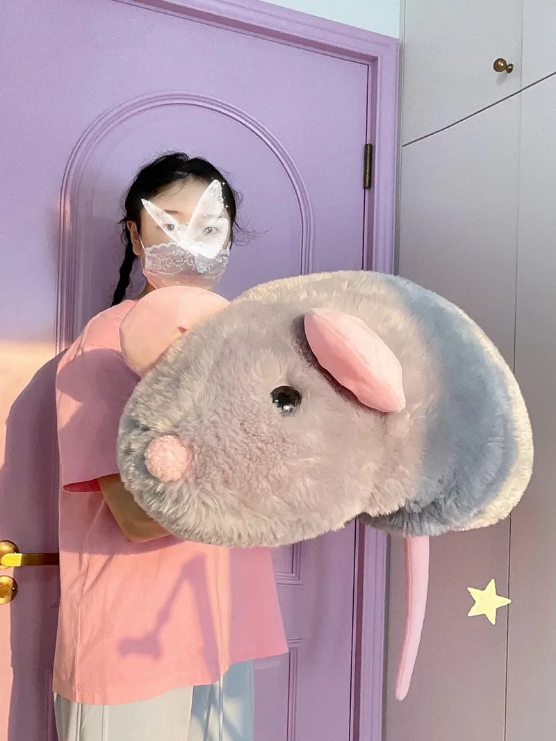 Cute Fluffy Animal Fancy Mouse Soft Giant Mouse Pet Rat Stuffed Doll Hugging Sleeping Pillow Gift Deco 51inch 130cm DY10425