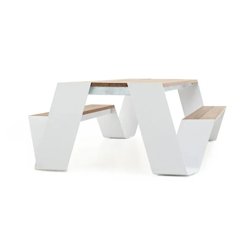 

Commercial Outdoor Patio Wood Outdoor Table Set Street Wooden Outdoor Table Bench Set