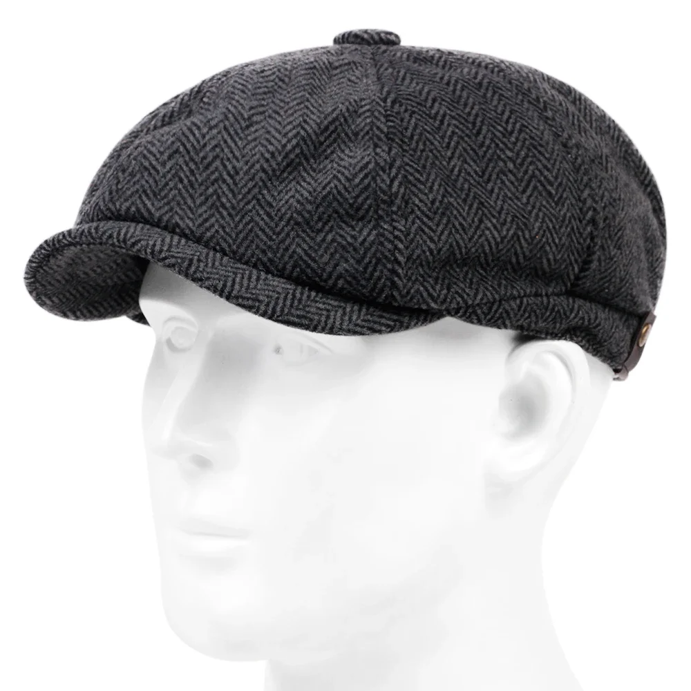 

Oohmy Wool Blend Men Women Newsboy Caps Herringbone Flat Caps British Gatsby Caps Autumn Winter Warm Vintage Fashion Headwear