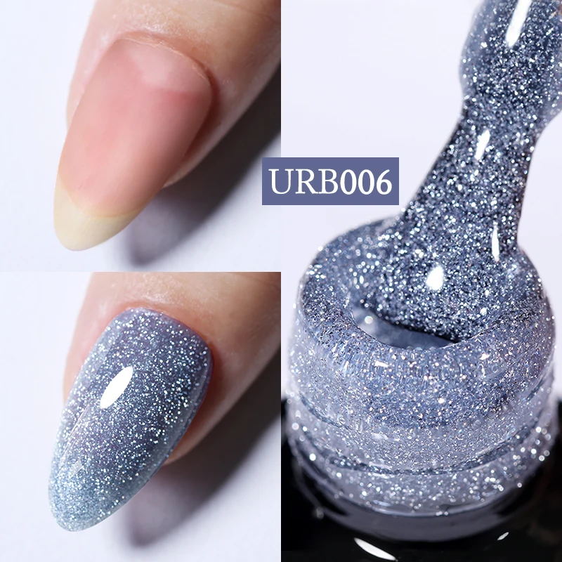 UR SUGAR 7ml Reflective Glitter Rubber Base Gel Nail Polish Glass Bottle Sparkling Sequins Soak Off UV Gel For Manicure