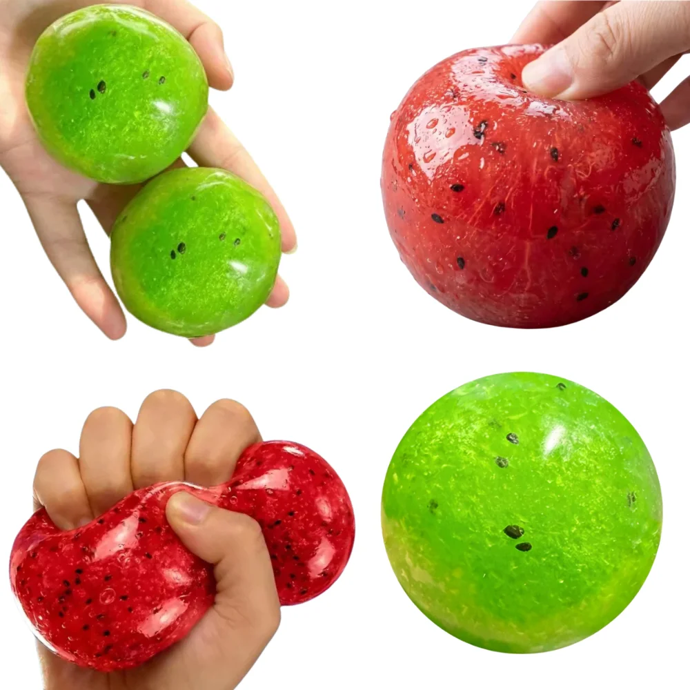 Handmade Watermelon &Kiwi Fruit Slushy Squishy Toy Soft Stress Relief Squeeze Toy Realistic Fruit Simulation Model Adult Gift