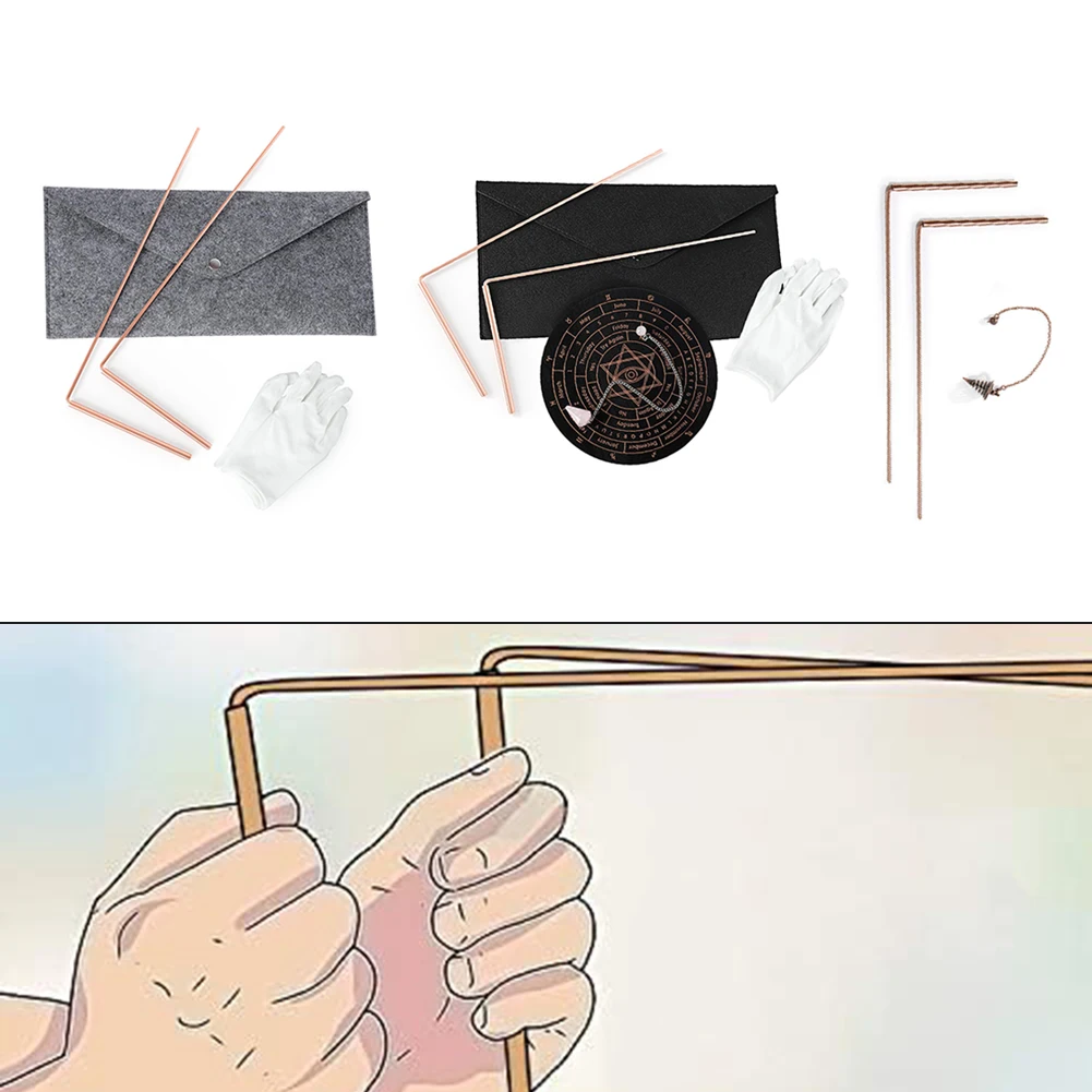 99.9% Copper Dowsing Rod Psychic Divination Copper Pendulum Kit Telescopic Dowsing Rods For Crystal Pendants Accessories Kit