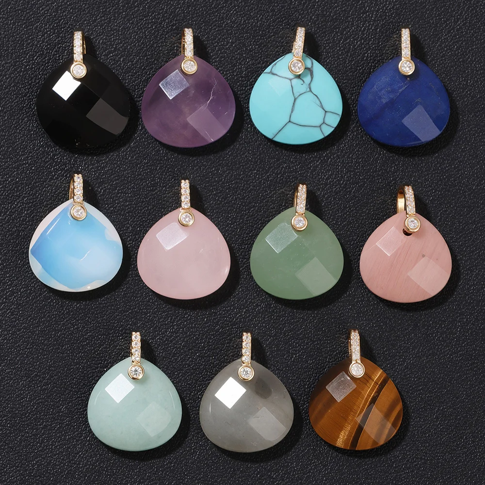 Natural Drop Water Shape Stone Pendant Labradorite Opal Aventurine Charms Pendants For Jewelry Making Earrings Necklace DIY 2PCS