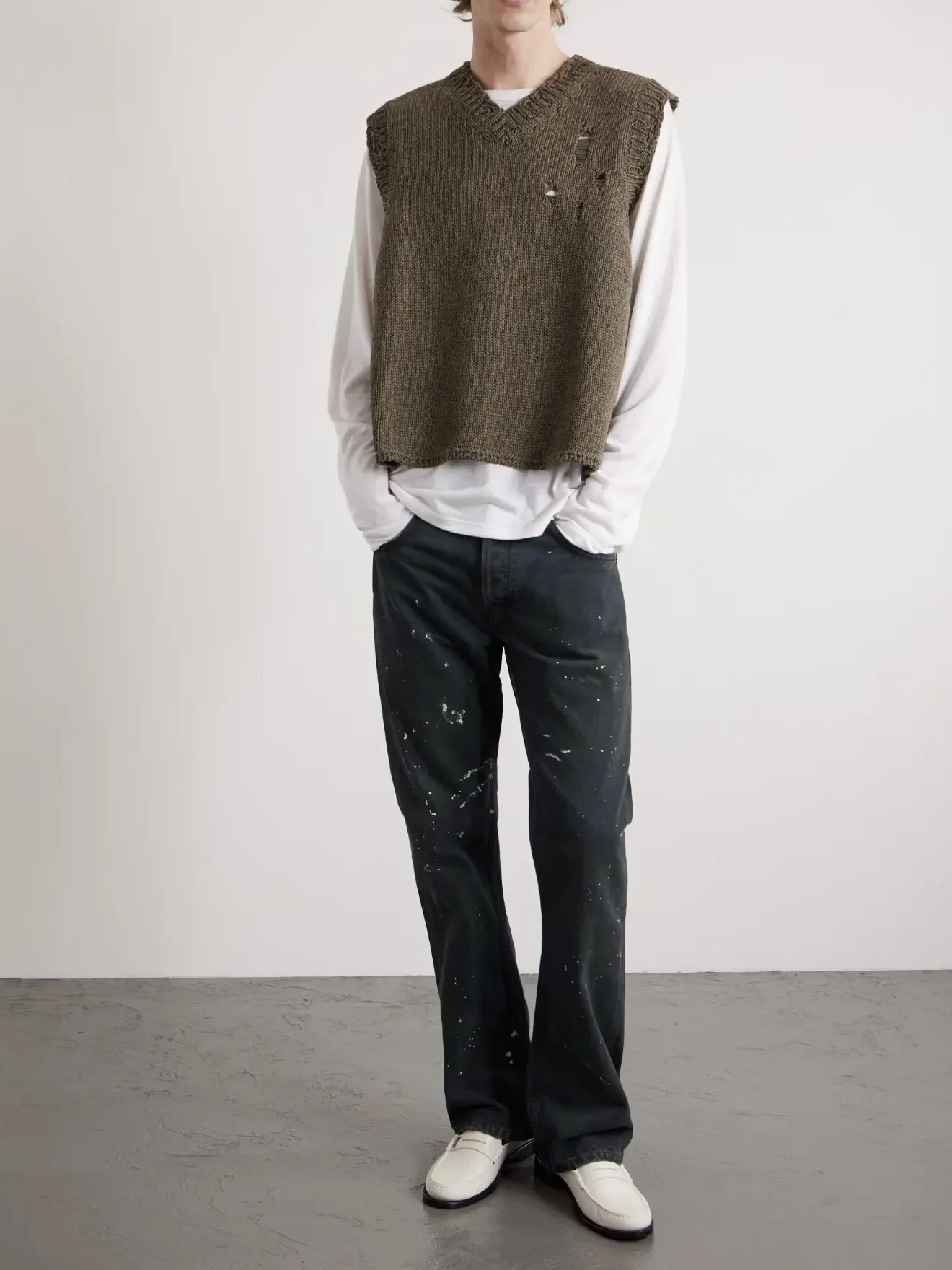 ER/D 25FW ink splashing old loose straight jeans