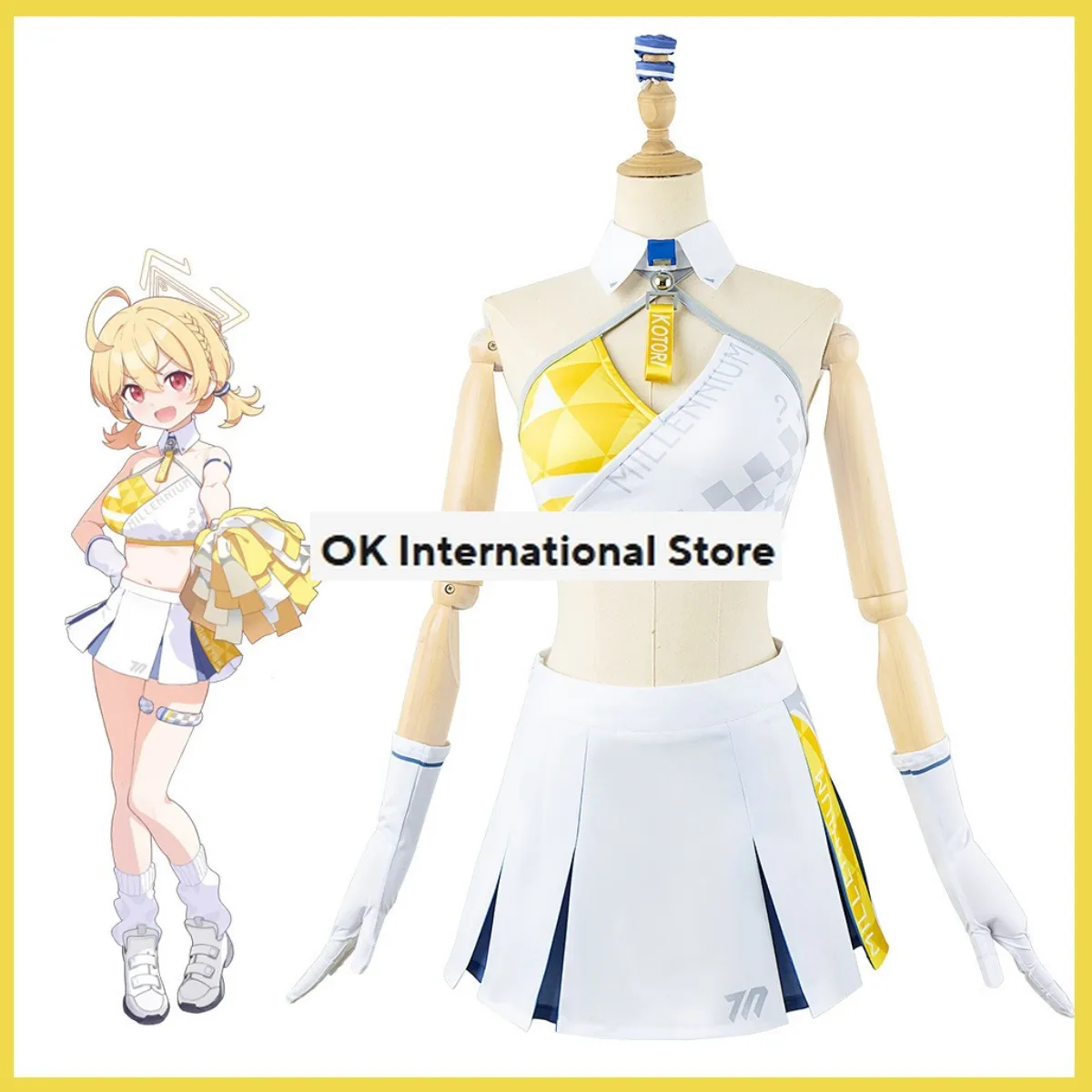 Anime Game Blue Archief Toyomi Kotori Cosplay Kostuum Atletische Kleding Cheerleading Rok Volwassen Vrouw Sexy Mooie Gymnastiek Pak