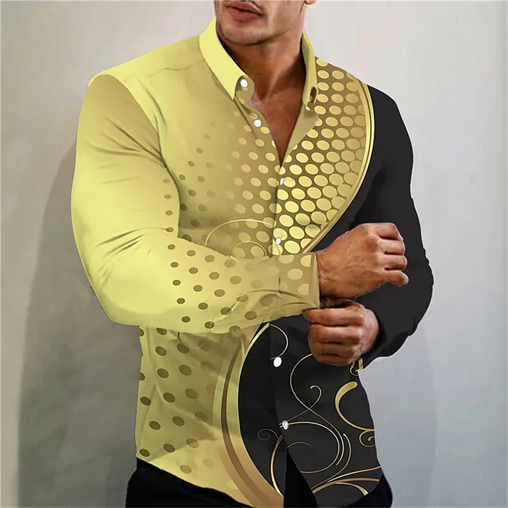 Retro tribal lapel outdoor street fashion fabric long sleeve retro shirt comfortable and soft men\'s shirt 2024