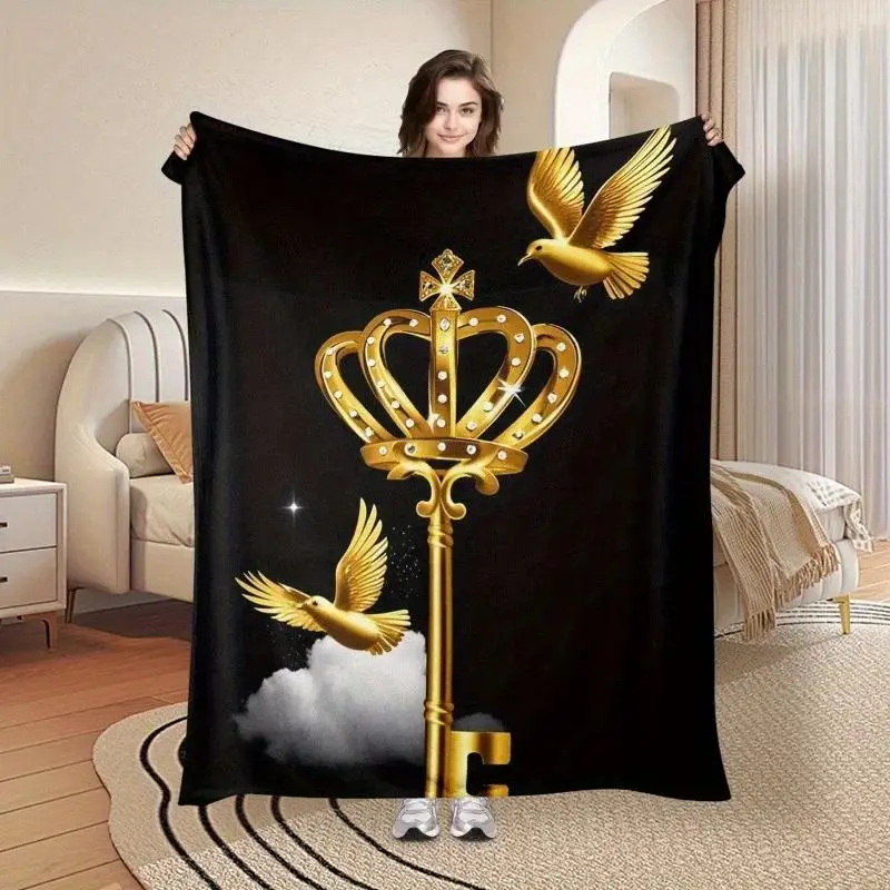 

Плед Royal Freedom Crown: двусторонний фланелевый плед для символического комфорта, всесезонный, с вдохновляющим дизайном, подарок